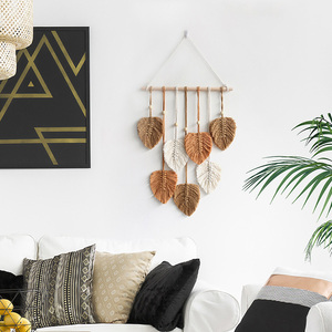 Macramé naturel feuilles salon chambre décoration à la main tenture murale pendentif coton <span class=keywords><strong>tapisserie</strong></span> murale - Product Image 6