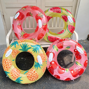 ห่วงยางว่ายน้ำพิมพ์ลายผลไม้ แตงโม สตรอว์เบอร์รี สับปะรด เชอร์รี สำหรับผู้ใหญ่ ใช้ได้ทั้งชายและหญิง ทำจาก PVC หนา 0.18 มม. - Product Image 1