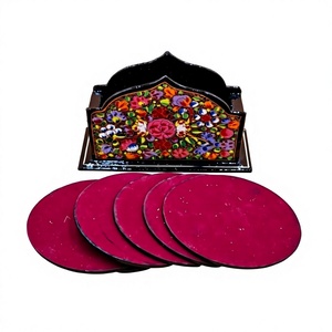 Khadim Handicrafts Handmade Handpainted Modern <b>Paper</b> Mache <b>Coaster</b> Set Eco Friendly Decorative Drink <b>Coasters</b> - Product Image 1