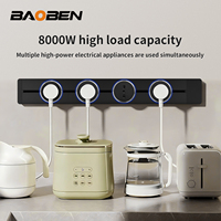 BAOBEN Riel Deslizante Móvil para Gabinete de Cocina, Riel Deslizante para Isla de Cocina con Tira de Alimentación USB