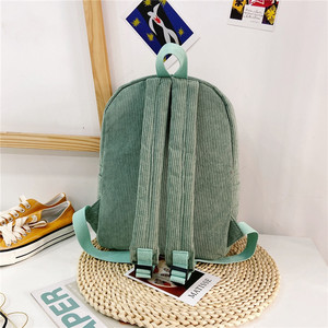 In Stock <strong>Corduroy</strong> Women Soft Bagpack Striped Cord Student School <strong>Backpack</strong> Girls Daily Casual Bag - Product Image 4