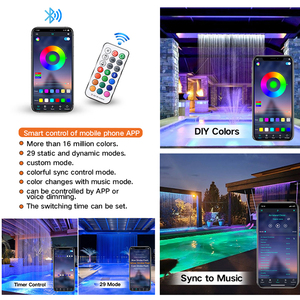 Rideau d'eau personnalisé moderne en acier inoxydable éclairé par LED <span class=keywords><strong>pour</strong></span> décoration de mariage en intérieur ou de jardin extérieur, étang, <span class=keywords><strong>piscine</strong></span> - Product Image 3