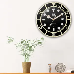 wholesale Brand Wrist watch Wall Clock All Metal Material Luxury Date Luminous Clock in wall home decoration black water ghost