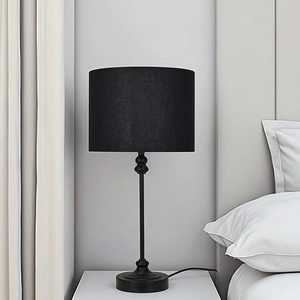 Đèn bàn màu đen đơn giản với bobbin chi tiết trống bóng râm và E14 bóng đèn cơ sở cho đầu giường phòng khách nhà khách sạn hoặc văn phòng - Product Image 2