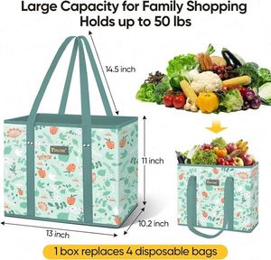 Échantillon gratuit 2024, nouveau design, sac de shopping léger, argenté, imperméable, OEM, pliable avec roulettes, poignée en PP tissé incassable - Product Image 3