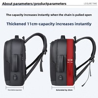 Sac à dos extensible de haute qualité pour ordinateur portable 15,6 pouces, imperméable, pour affaires et voyages, fournisseur de logo personnalisé