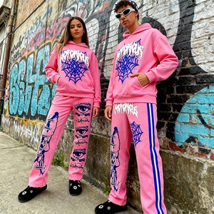 2026 New Custom American Unisex Sweatsuit Streetwear Breathable Embroidered Graphic Print 500g <b>Oversized</b> Hoodie <b>Jogger</b> - Product Image 3