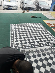 Fabrieks prijs Italiaans Carrara wit en zwart marmer getrommelde geruite matte afwerking vloertegels - Product Image 4