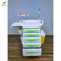 Carrito de Emergencia Médico Moderno para Hospital, 5 Cajones, 3x3 Divisores, Carrito de Enfermería de Plástico, Soporte para Suero, Estante para Desfibrilador, UCI, ER