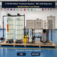 Système de traitement d'eau par osmose inverse Two Whale 2TPH, station de remplissage d'eau RO 2000L/H, ligne d'eau en bouteille 220V/380V