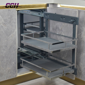 Cajón organizador modular de <span class=keywords><strong>2</strong></span> niveles y 4 piezas para debajo del fregadero, cesta extraíble para cocina, esquina mágica para armario de cocina - Product Image 2