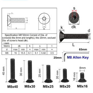 M2 M2 M2, 5 M3 M4 M5 M6 M8 M10 M12 Thép Không Gỉ A2 Siêu Mỏng Wafer Đầu Phẳng Cấu Hình Thấp <span class=keywords><strong>Hex</strong></span> Ổ Cắm Vít Allen Key Bolt - Product Image 2