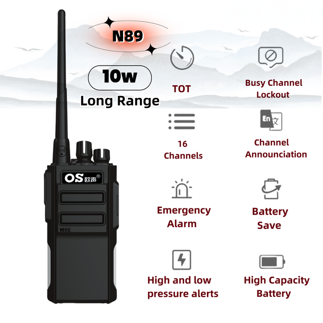 Heavy Duty 10W UHF Analog Walkie Talkie 16 Channels 15KM Range Professional Industrial Intercom Outdoor Logistics Warehouse Use