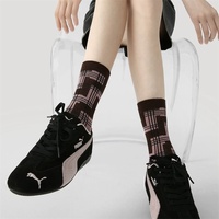 Chaussettes mi-mollet unisexes, nouveau style ethnique, double aiguille, double sens, en coton respirant, haut de gamme, motif géométrique rétro