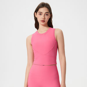 Camisola <span class=keywords><strong>sin</strong></span> <span class=keywords><strong>mangas</strong></span> acanalada personalizada para gimnasio, camisetas de entrenamiento de Yoga atlético, camisetas <span class=keywords><strong>sin</strong></span> <span class=keywords><strong>mangas</strong></span> para correr para mujer, chaleco deportivo - Product Image 4
