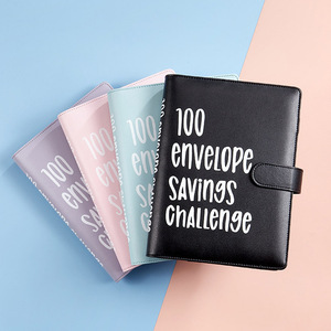 Bán buôn Macaron lá lỏng lẻo PU da 6 vòng Ngân Sách chất kết dính kế hoạch 100 Phong Bì tiết kiệm thách thức A5 Ngân Sách chất kết dính - Product Image 4