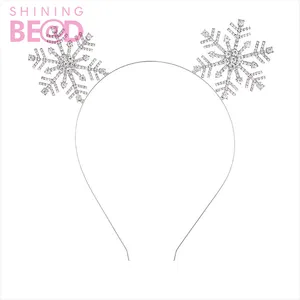 Alta Qualidade Multi Cor Bling Metal Headband Floco De Neve Strass Feliz Natal Hairband HO HO/festa estrela