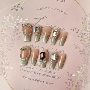 <span class=keywords><strong>Ongles</strong></span> press-on translucides style français œil de chat, faits main, avec nœud décoratif, <span class=keywords><strong>colle</strong></span> gel pour application facile sur les doigts – Vente chaude - Product Image 4
