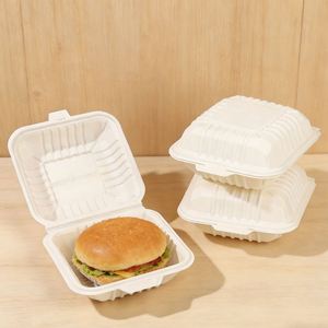 Caja desechable para llevar hamburguesas de almidón de maíz de 6 pulgadas, apta para microondas y de calidad alimentaria - Product Image 3