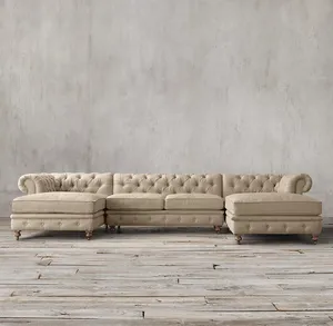 Luxe Klassieke Houten Home Sofa Set Woonkamer Indoor Meubelen