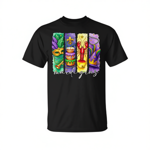Camiseta Promocional Premium con Diseño Icónico de Mardi Gras, Flor de Lis, Pastel del Rey y Cangrejos de Río de Nueva Orleans, Camiseta de Louisiana - Product Image 2