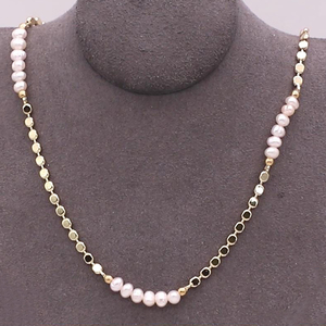 Collar de cuentas de perlas irregulares hecho a mano para mujer, conjunto de collar de perlas de agua dulce real natural cadena joyería occidental - Product Image 1