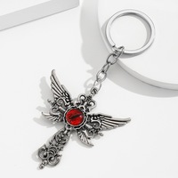 Porte-clés Ailes, Croix et Oeil Turc en Métal Gothique, Breloque pour Sac à Main, Cadeau Créatif pour Femmes et Filles