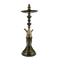 Hookah Shisha Khalil Mamoon Asli Buatan Tangan Mesir Dua Warna Emas & Hitam dengan Inti Kuningan (82 cm)