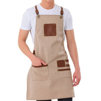Tablier de travail en toile à bretelles croisées réglables en PU, poches multi-outils, logo personnalisé, unisexe, pour le travail du bois, la coiffure, la cuisine