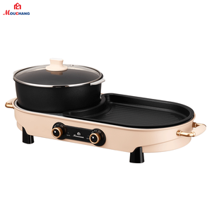 Fête de la nourriture Hotpot Pan BBQ-grill Hot Pot 2-en-1 <span class=keywords><strong>Fondue</strong></span> Chinoise Binnengrill Elektrische Rookloze Barbecue Shabu Shabu Hotpot - Product Image 6