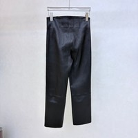 Pantalon en cuir de moto pour femme en peau de mouton extensible, taille haute, coupe skinny droite, coupe-vent, imperméable, pour l'automne, streetwear d'extérieur