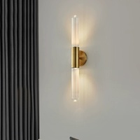Lampe murale moderne simple de luxe léger, décorative, personnalisée, en fer et verre, à tube long, pour couloir d'hôtel, chambre à coucher, chevet, canapé