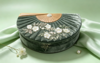 Boîte de rangement de luxe en cuir vert pour perruques et maquillage, avec broderie demi-lune, pour accessoires de coiffure et peignes d'enfant