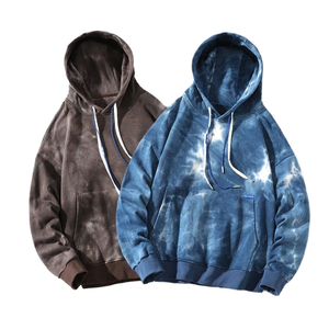 Sudadera con capucha de gran tamaño personalizada para hombre, estilo de lavado ácido con ropa de calle informal suelta, cuerda de peso pesado, estampado colorido - Product Image 1
