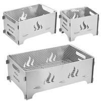 Barbecue portable LOVITA en acier inoxydable, pliable, pour le camping, pour rôtir de la viande, griller du poisson