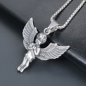 <b>Angel</b> Pendant Stainless Steel Necklace Wings Geometry Design <b>Gift</b> Jewelry SP766 - Product Image 3