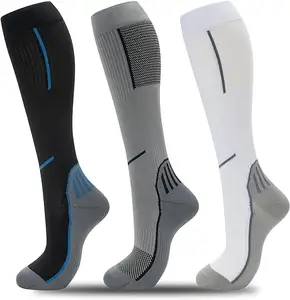 Nylon Elastic Knee High Athletic Running Cycling Nurse Football Unisex Custom Logo Compression Socks