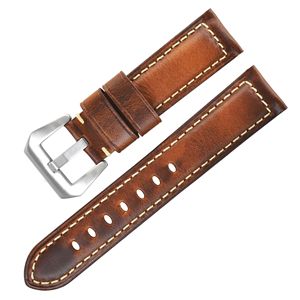 <span class=keywords><strong>Bracelet</strong></span> de <span class=keywords><strong>montre</strong></span> rétro respirant de luxe en <span class=keywords><strong>cuir</strong></span> véritable avec cire d'huile première couche en <span class=keywords><strong>cuir</strong></span> de vachette 22mm <span class=keywords><strong>boucle</strong></span> en acier inoxydable pour hommes - Product Image 1
