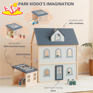 Grande maison de poupée en bois avec meubles, plusieurs pièces et <span class=keywords><strong>garage</strong></span> attenant-Jouet de jeu <span class=keywords><strong>interactif</strong></span> pour enfants W06A599 - Product Image 4