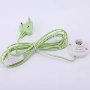 South African110ft 250V AC Power Plug 3 Prong Extension Cord Table Lamp Power Cord With 303 On/Off Switch and lampholder