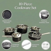 Edelstahl-Kochgeschirr-Set 10-teilig Induktion Geringe Mindestbestellmenge 1 Set Schwarz Spülmaschinenfest Küchen-Edelstahl-Kochgeschirr-Set