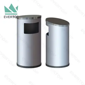 DB-48NB 40L Slant Top Side Opening Stainless Steel Trash Can Metal Big Trash Can 40L Dustbin Litter Waste Bin Garbage Bin 40L