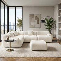 Luxuriöses Modernes Weißes Wolken-Design Konvertierbares Chenille Modulares Ecksofa 2/3-Sitzer Geschwungene Lounge Tiefe Sitzfläche Wohnzimmermöbel