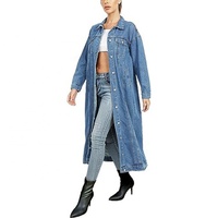 Nouvelle arrivée, veste en jean pour femme, lavage clair, tendance, cardigan, cape, veste longue en jean, veste longue à manches longues pour femme, style ample