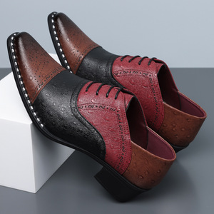 Zapatos de Cuero con Bloques de Color para Hombre, Estilo Británico, Brogue con Punta en Pico, Zapatos Formales de Vestir para Negocios, Gran Venta 2026 - Product Image 2