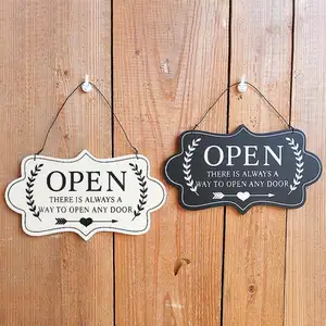 Sign Open Hanging Door Closed Pendant Double Plaque Sided Wooden Signs Rustic Business Front Wallstore Board Decorative Shop