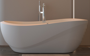 Bañera Ovalada Independiente de Acrílico de 1.7m, Diseño Moderno y Minimalista, con Drenaje Central, Bañera de Hidromasaje con Cascada - Product Image 4