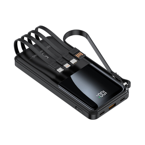 Banco de Energía de 10000 mAh, 22.5 W, Carga Rápida PD, 4 Cables, Pantalla LED, USB Tipo C, Batería de Litio-Polímero, Enchufe Universal, Uso en Exteriores - Product Image 1