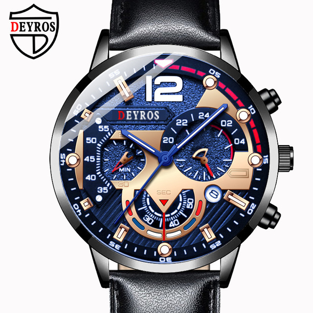 SYN DEYROS-59 Men's Creative  Six Needle Watch Leather Steel Band Men'S Quartz Watch