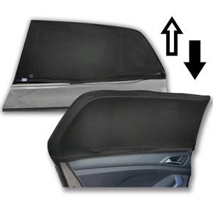 Set di parasole per finestrino auto in 2 pezzi, tendine per parabrezza anteriore e posteriore, per cinturini in Velcro, materiale in rete per protezione solare - Product Image 1